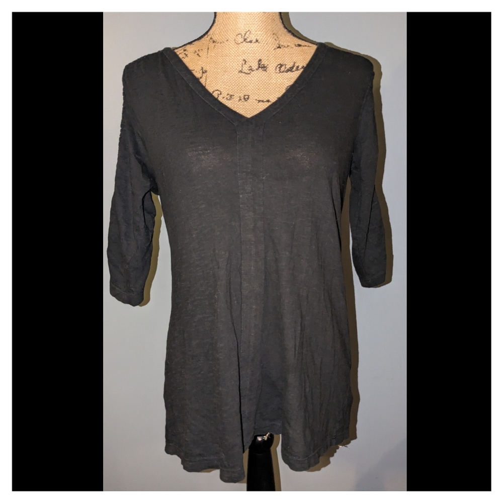 Loft 3/4 sleeves black knit top size medium